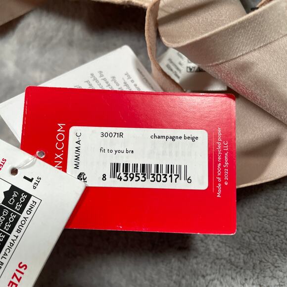 Spanx Fit To You Bra Womens Medium A-C Beige Sheerflex New - Picture 9 of 14